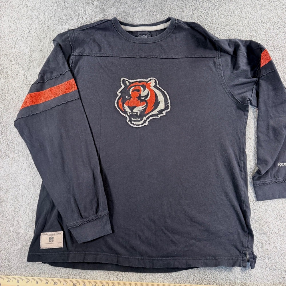 Reebok Cincinnati Bengals NFL Vintage Collection Shirt Mens XL Black Long Sleeve